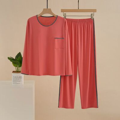 带胸垫睡衣女春夏季莫代尔两件套