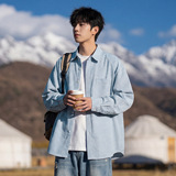 长袖衬衫男款春季miu系学院风撞色格子衬衣外套OC8040-P52控88，男装衬衫，电商A362