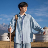 长袖衬衫男款春季miu系学院风撞色格子衬衣外套OC8040-P52控88，男装衬衫，电商A362