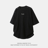 T恤男夏季款肩部活页纽扣字母绣花半袖体恤OT7296-P35控65，男装T恤，电商A362