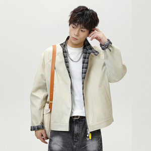 夹克男秋季新款拼接设计立领宽松短宽廓形潮牌MJ6036-P88控148图片