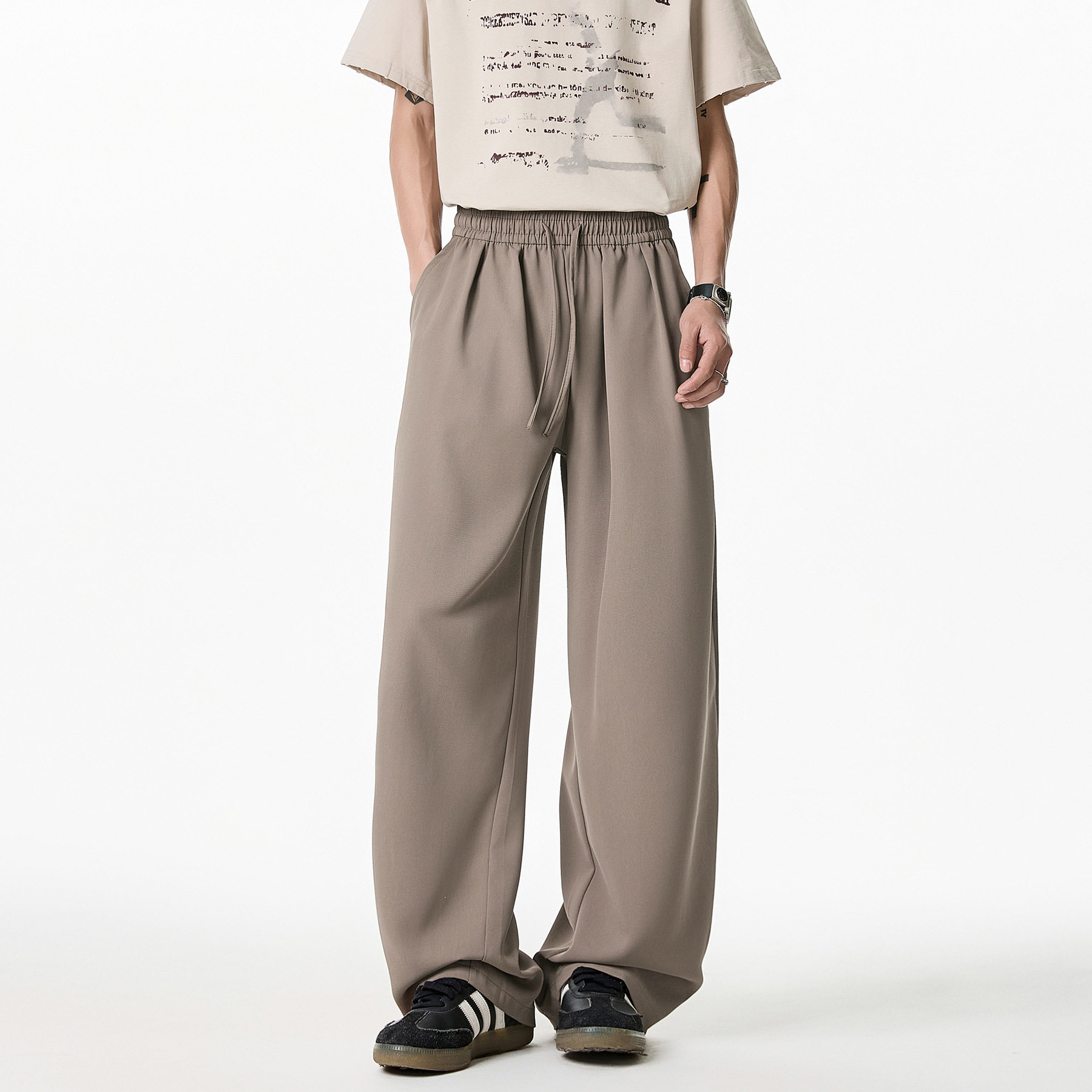 夏薄款凉感透气休闲裤日系宽松基础百搭长裤子MK2391-P35控58,男装休闲裤,电商A362