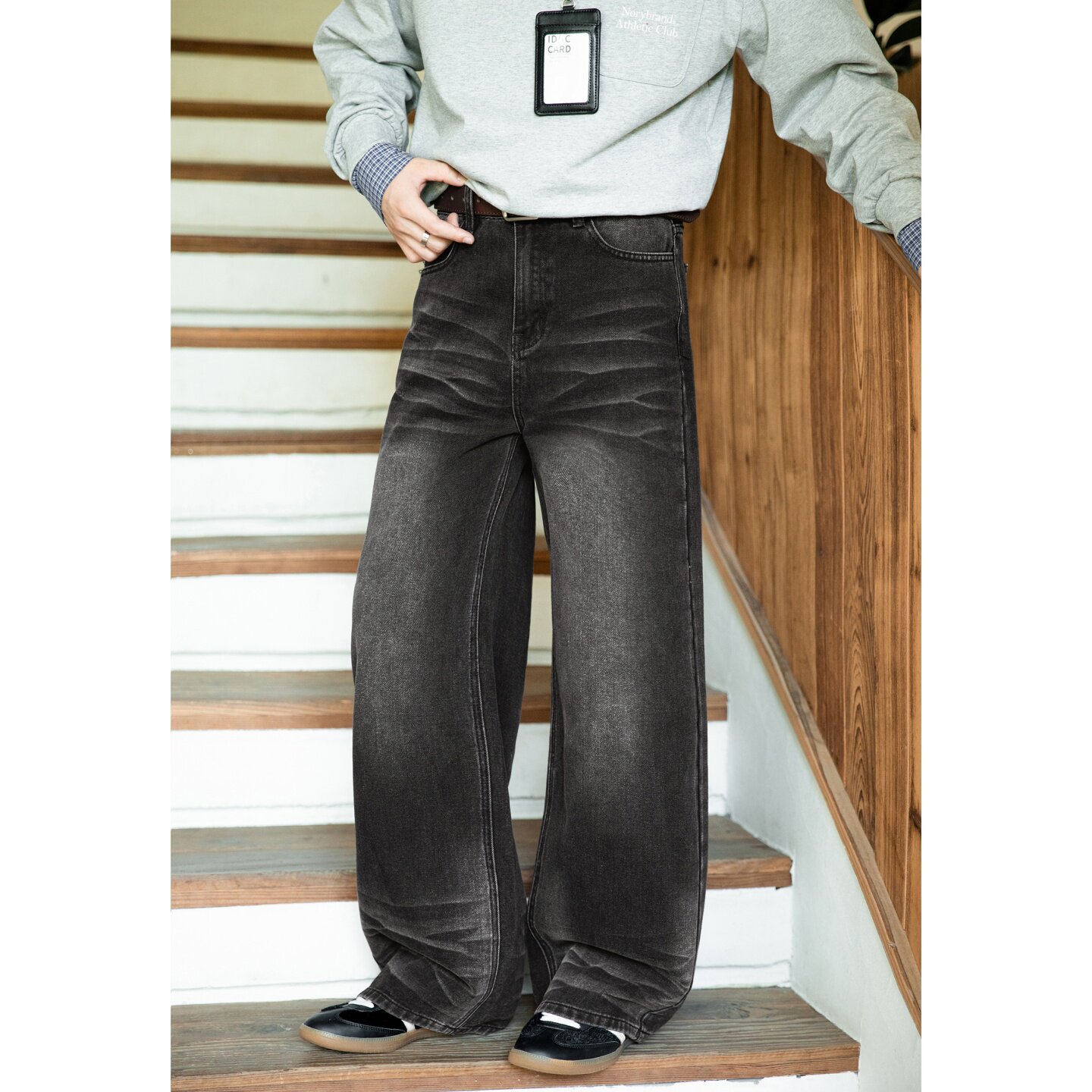 牛仔裤男秋季宽松直筒裤潮牌美式复古长MN2454-P60控98，男装牛仔裤，电商A362