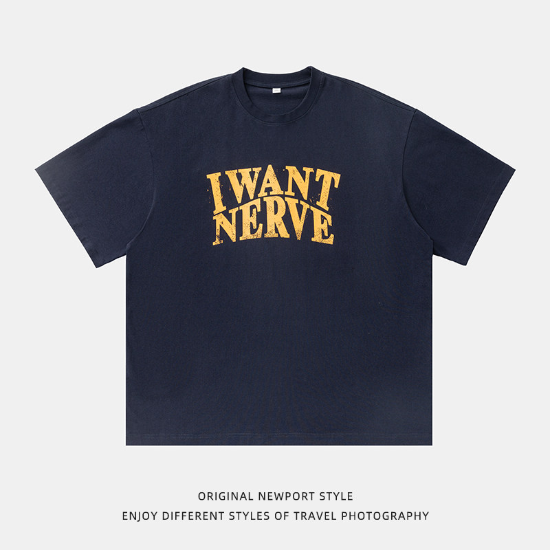 平铺男情侣2026夏季新款做旧撞色印花设计体恤衫MT7178-P30控49，男装T恤，电商A362