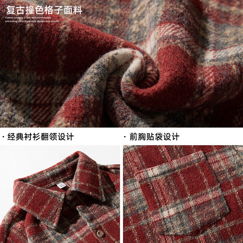 格子衬衫女秋冬新款氛围感情侣衬衣宽松外套L3860-P50控78,男装衬衫,电商A362