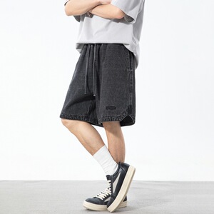 牛仔短裤男夏季新款美式潮牌撞色刺绣宽松休闲L2286-P50控78