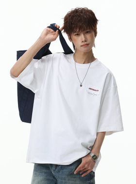 绣花短袖T恤男夏季纯棉宽松质感休闲半袖体恤衫OT7243-P35控59