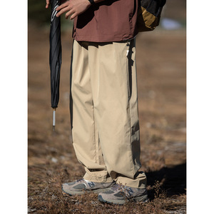 美式休闲工装裤男秋季户外登山运动伞兵裤复古简约宽松大码弯刀裤图片