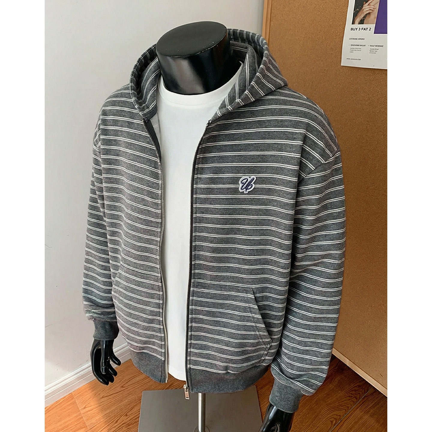 开衫连帽卫衣男款春季美式潮牌刺绣短宽休闲外套OW8026-P73控128,男装卫衣,电商A362