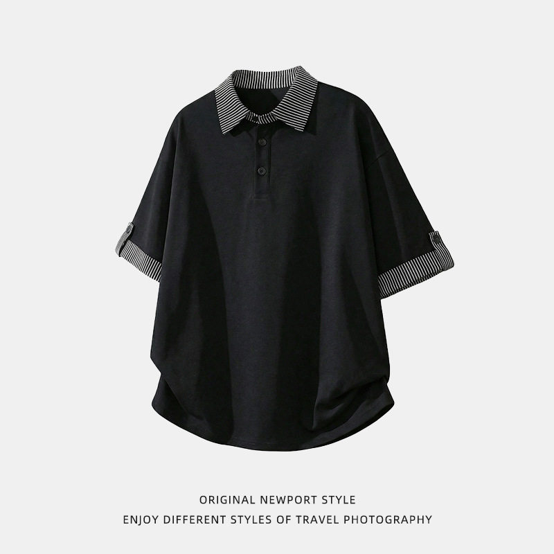 polo衫男夏季款挽袖设计短袖T恤高智感休闲体恤衫OT7263-P49控89，男装T恤，电商A362