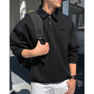 翻领卫衣男秋款短宽廓形Polo套头衫复古上衣MW3971-P60控98图片