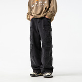 工装多口袋设计牛仔裤做旧洗水复古日系休闲裤子L2283-P68控108，女装休闲裤，电商A362