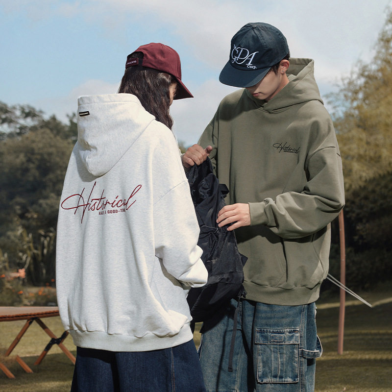 刺绣套头卫衣女秋冬新款潮牌情侣帽衫宽松外套L3838-P51控88，男装卫衣，电商A362