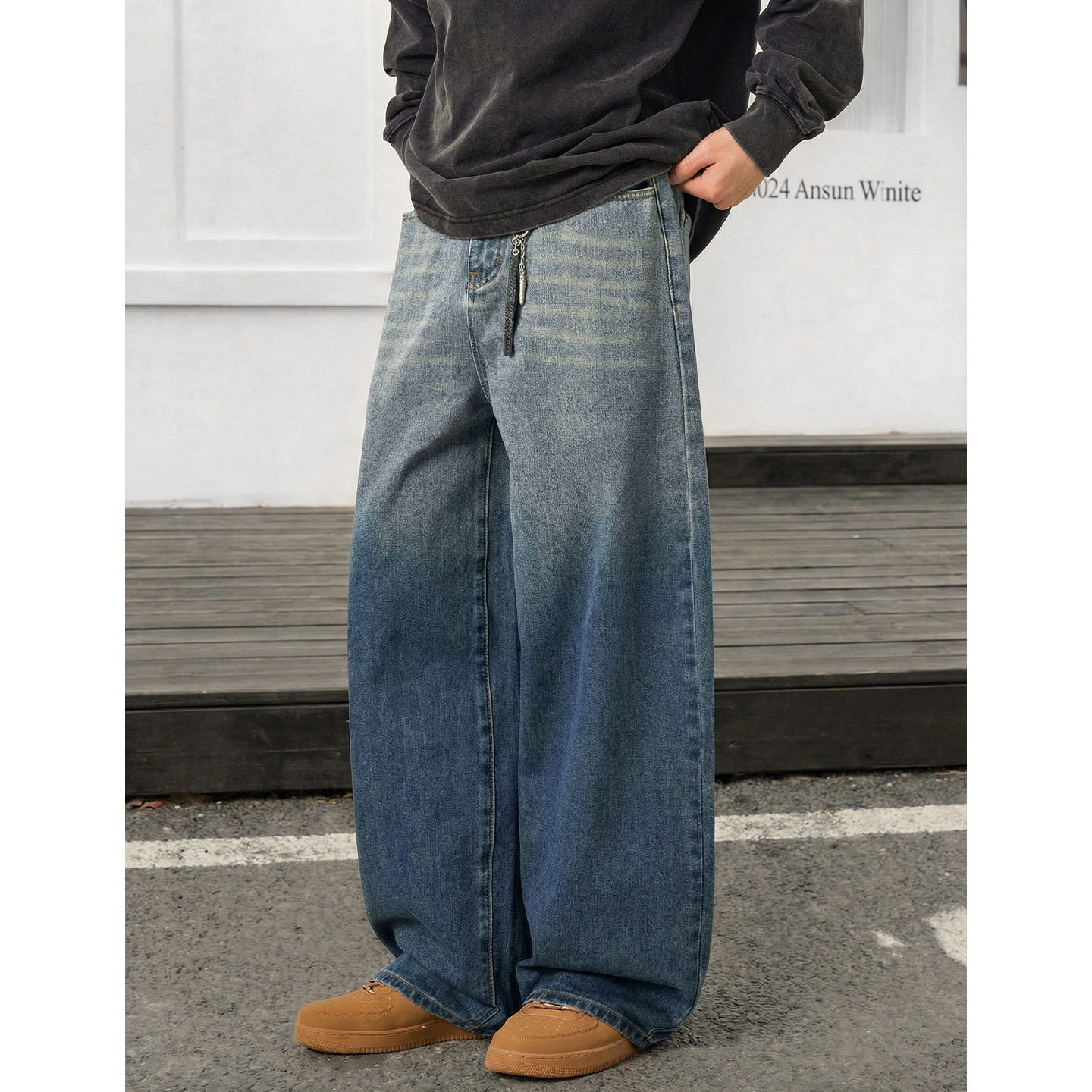 做旧水洗牛仔裤男春款高街直筒潮牌百搭休闲长裤ON2643-P55控88，男装牛仔裤，电商A362