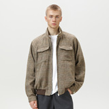 立领夹克男秋季款双袋设计哈灵顿短宽潮牌格子MJ6034-P90控148，男装夹克，电商A362