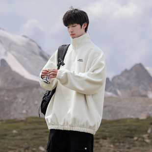 摇粒绒卫衣秋冬款 P51控78 肩部解构分割设计刺绣加厚外套L3899