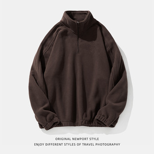 P51控68 立领夹克外套可二开BL3907 粒绒卫衣秋冬新款 潮牌宽松美式