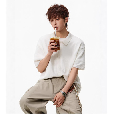 针织短袖衬衫男夏季薄款肌理透气休闲衬衣外套OC7246-P51控88