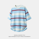 条纹短袖T恤男夏季款棉感舒适情侣宽松百搭半袖OT7292-P39控69,男装T恤,电商A362, 条纹短袖T恤男夏季款棉感舒适情侣宽松百搭半袖OT7292-P39控69,男装T恤,电商A362,