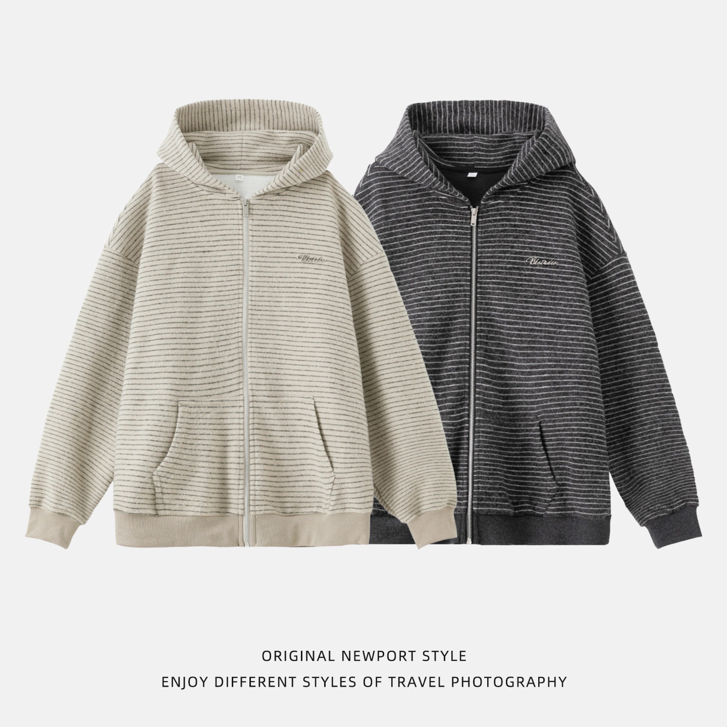 开衫连帽卫衣男秋冬款日系宽松质感加厚保暖帽衫MW8017-P63控108,男装棉衣,电商A362