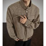 哈灵顿夹克男秋冬新款潮流双口袋老钱风短宽立领MJ6034-P90控148，男装夹克，电商A362