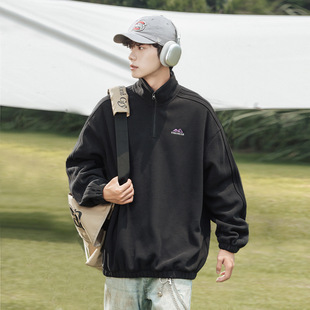 卫衣情侣秋冬新款 P51控78 潮牌字母刺绣可调节半领口厚外套L3899