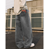 做旧阔腿牛仔裤男秋季新款基础宽松直筒裤子潮牌MN2433-P60控98，男装牛仔裤，电商A362