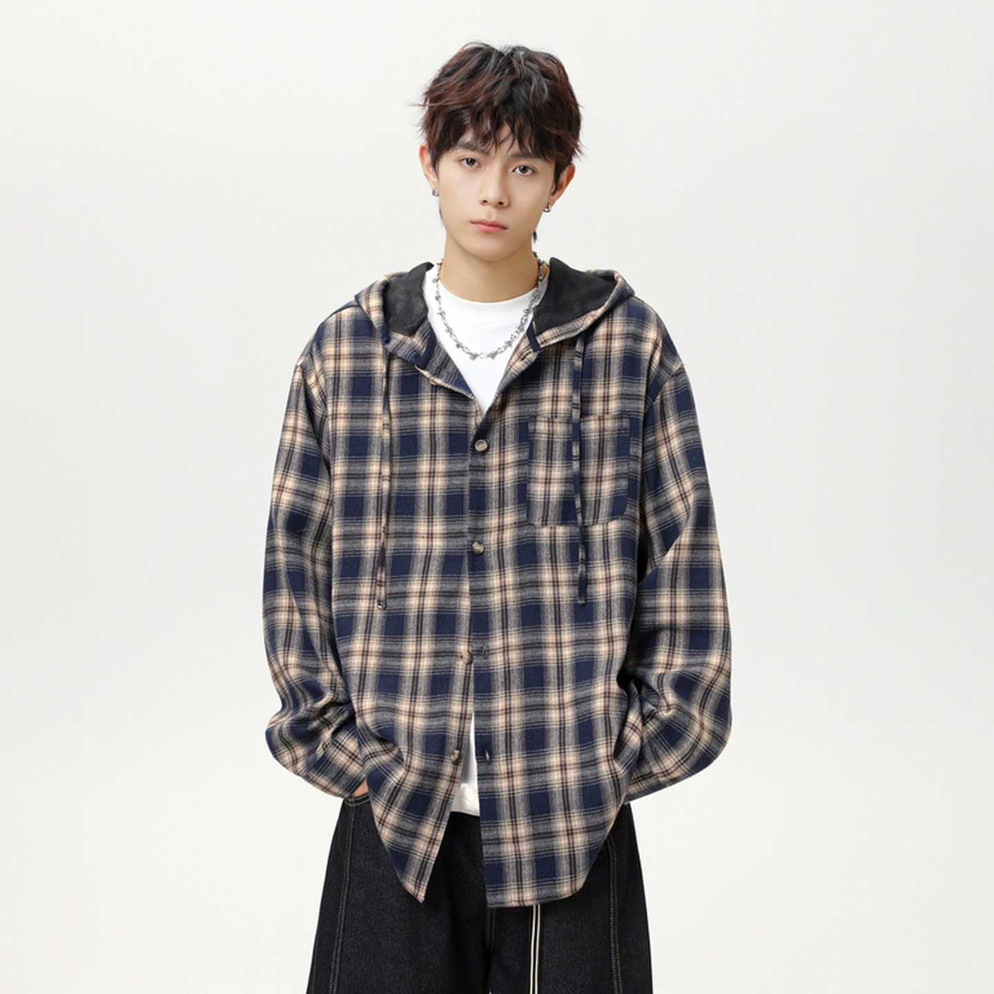 外套男秋季款潮流宽松美式复古休闲长袖衬衣MC7139-P50控78,男装衬衫,电商A362