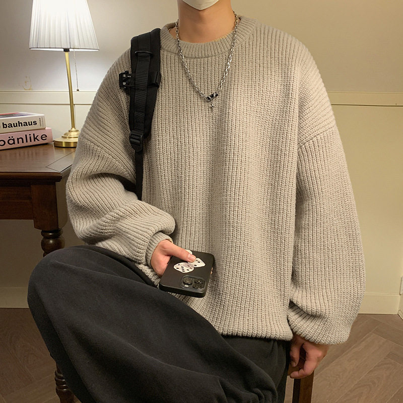 毛衣秋冬新款百搭情侣粗针肌理感重磅针织衫K4092-P45控68，男装针织衫/毛衣，电商A362