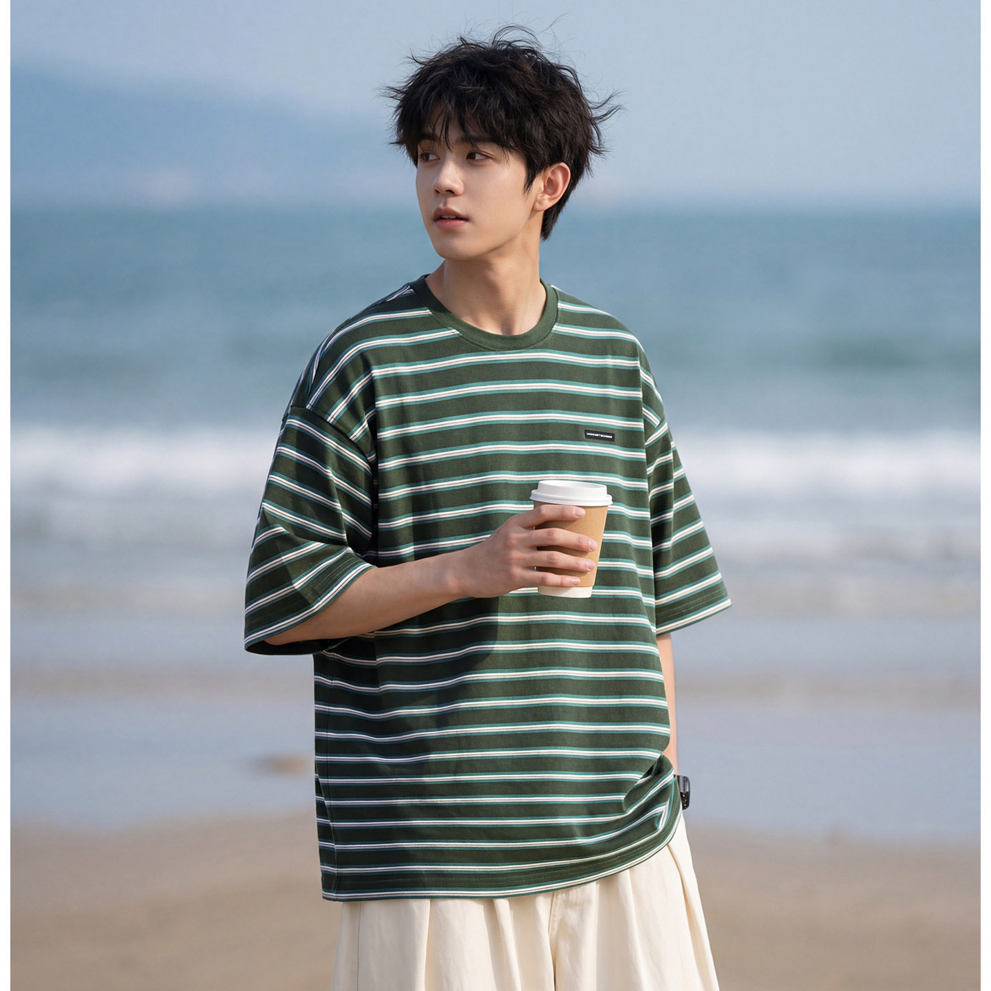 短袖T恤男夏季简约百搭上衣宽松休闲半袖体恤衫OT7237-P40控68，男装T恤，电商A362