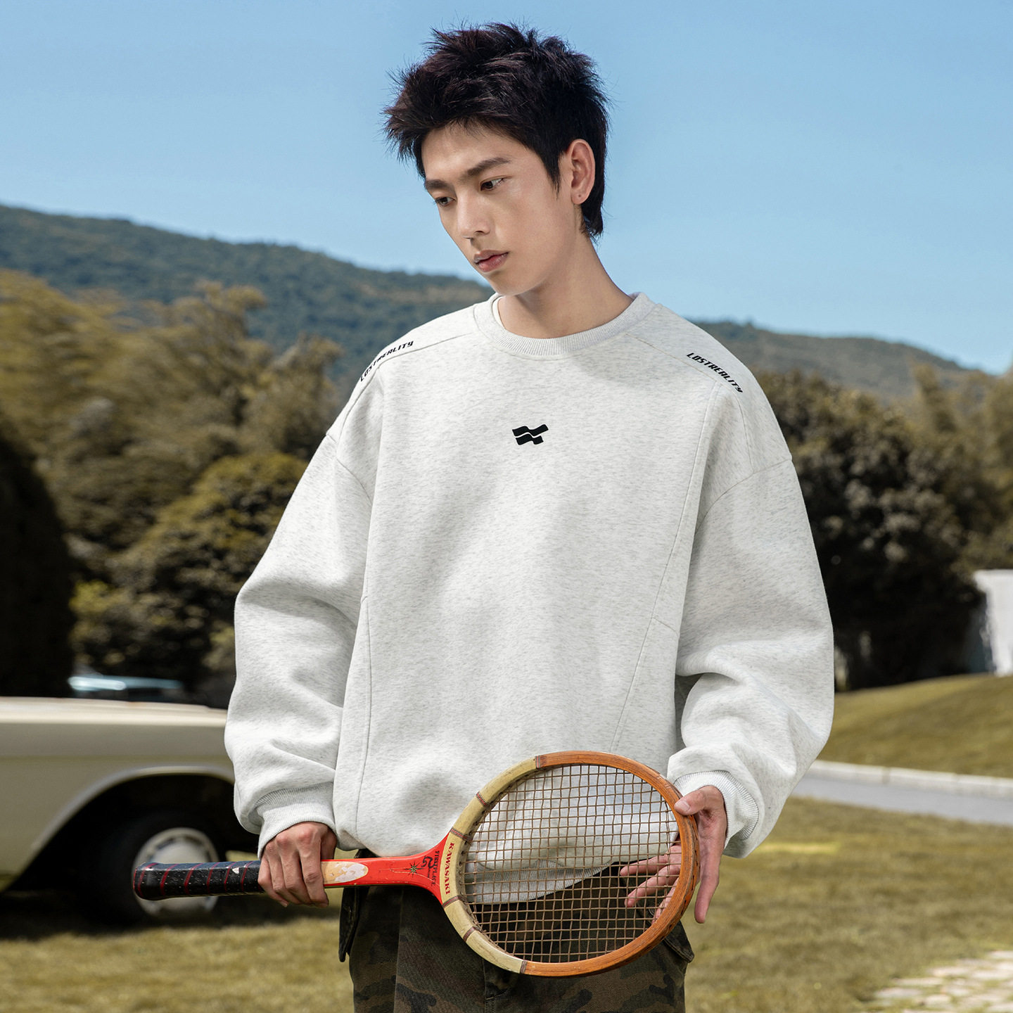 分割结构廓形圆领卫衣男秋款潮牌运动上衣撞色印花MW8002-P50控78,男装卫衣,电商A362
