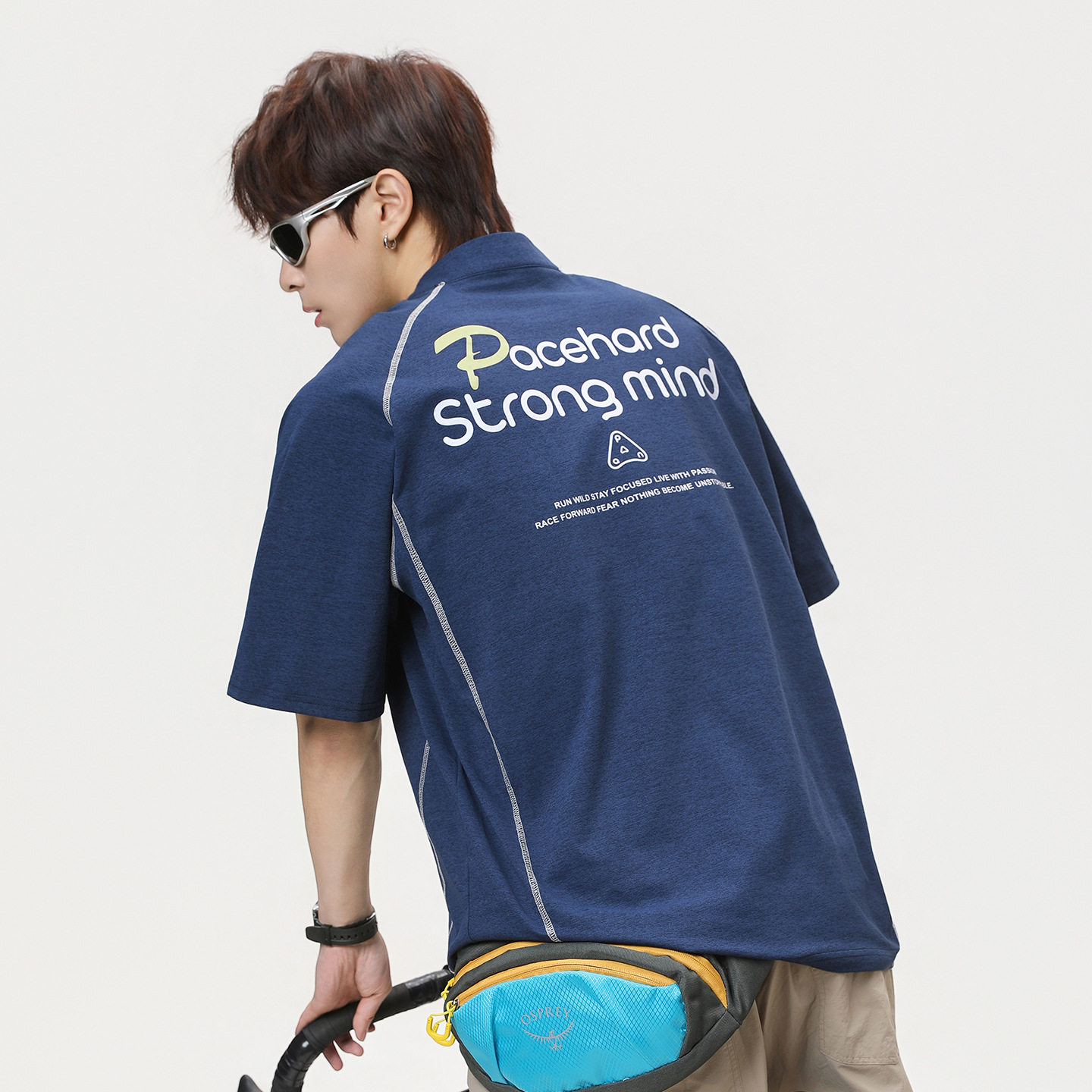 T恤男夏季薄款运动宽松半开拉链透气休闲体恤衫OT7238-P35控65，男装T恤，电商A362