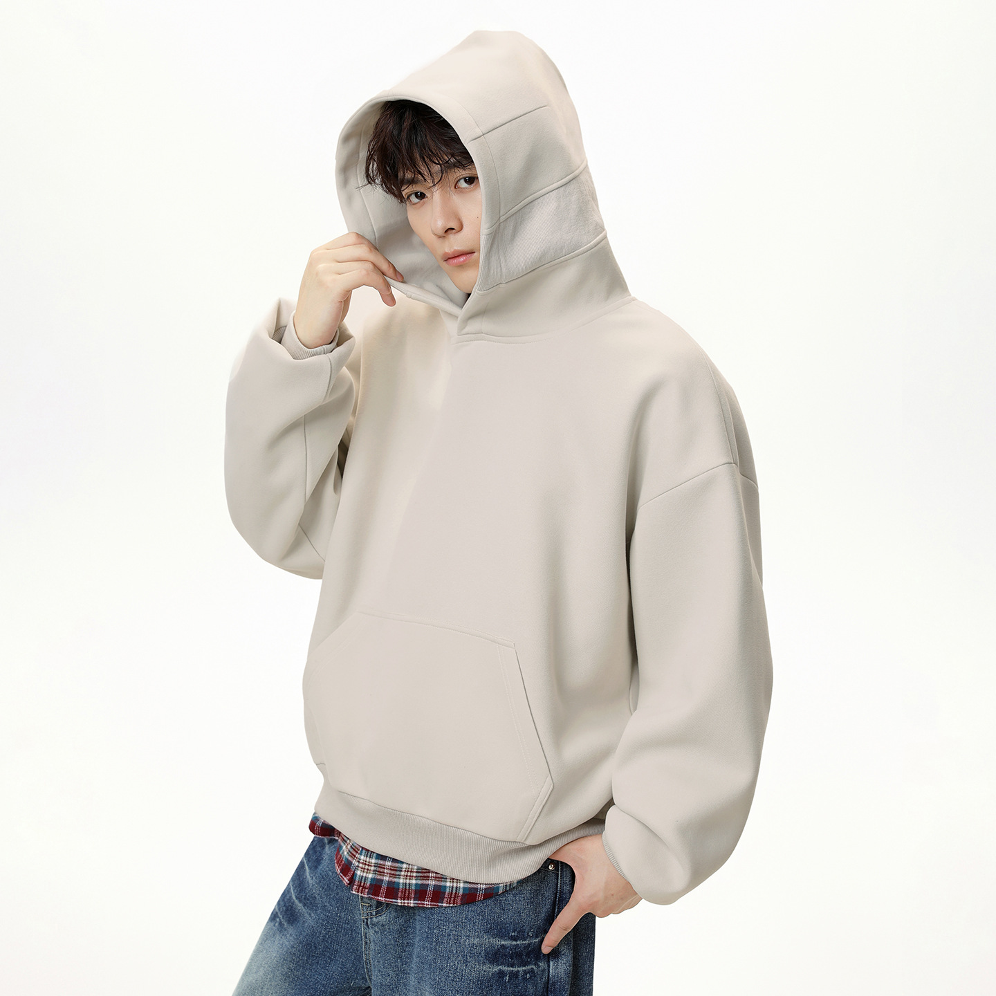 卫衣男装秋季短款boxy潮牌宽松纯色美式BMW3951-P60控98，男装卫衣，电商A362