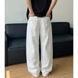 刺绣白色牛仔裤男春季复古潮牌宽松直筒休闲长裤ON2622-P55控88，男装牛仔裤，电商A362