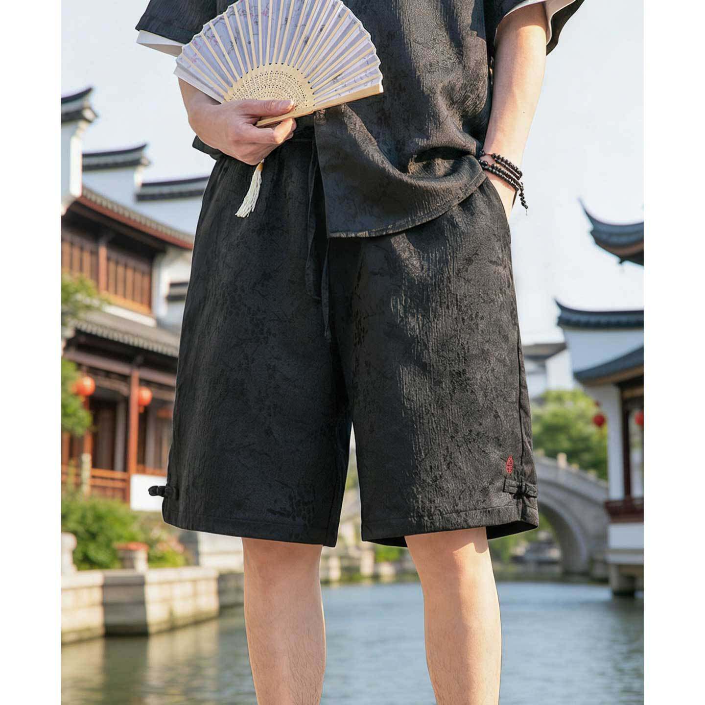 休闲短裤男夏季直筒宽松盘扣设计潮五分裤子OK2701-P38控68,男装休闲裤,电商A362