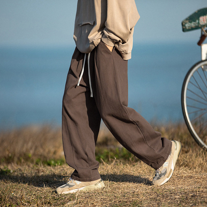 微阔水洗纯棉休闲裤春夏新款打褶复古日系直筒长裤K2148-P45控68，男装休闲裤，电商A362