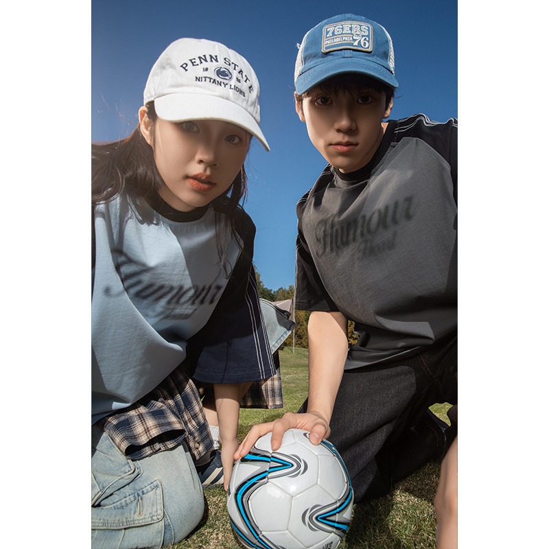 短袖T恤男25夏季新款复古美式字母印花情侣体恤衫MT7174-P38控68,男装T恤,电商A362