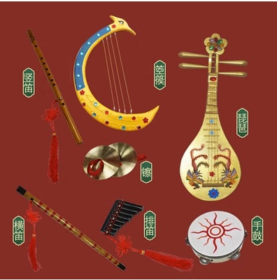 唐宫夜宴图表演出道具琵琶箜篌横笛竖箫排笛铃鼓舞蹈演出拍摄道具