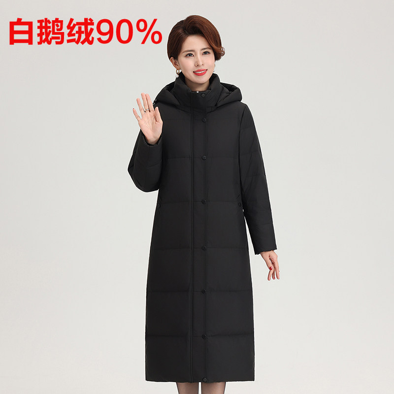 冬季新款加长过膝盖加厚抗严寒-30度白鹅绒时尚简约羽绒服大码潮
