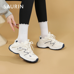 索兰厚底老爹鞋女2026春季新款时尚户外增高休闲运动鞋26AY27203