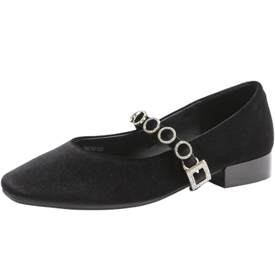 索兰玛丽珍复古浅口低跟单鞋