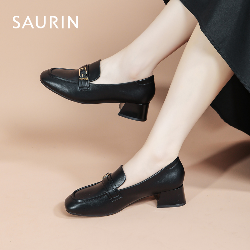 索兰粗跟乐福鞋职场通勤单鞋