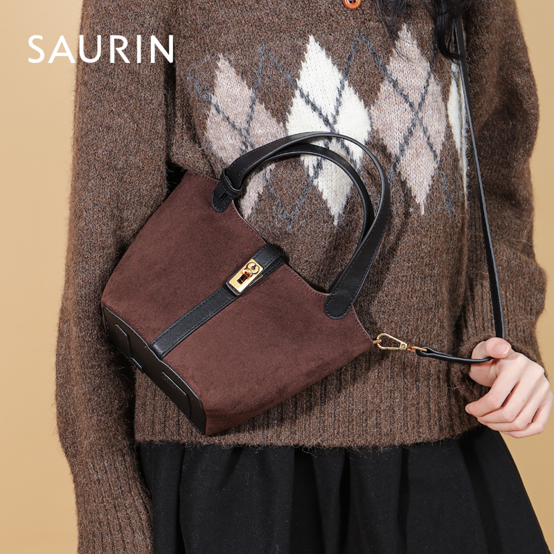 索兰复古高级感水桶包女