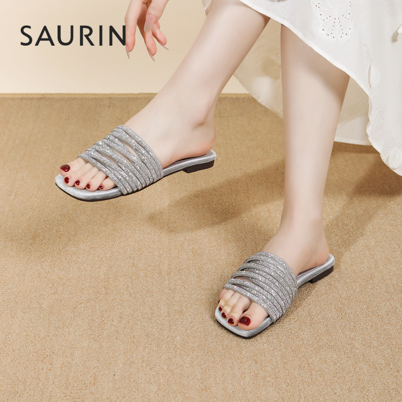 索兰仙女风配裙子平底凉拖鞋