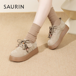 索兰厚底勃肯鞋女2025秋季新款复古英伦风百搭休闲女鞋子软底单鞋