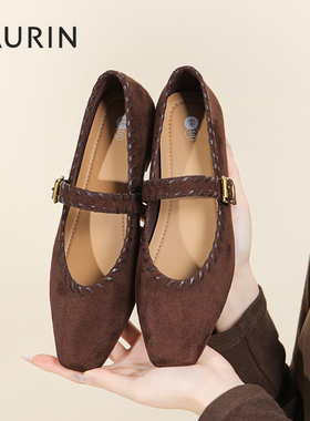 索兰玛丽珍鞋女2025秋季新款法式复古小皮鞋浅口粗跟单鞋25CH8181