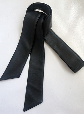 柔软绵羊皮宽腰带女蝴蝶结装饰皮草大衣风衣软头层皮带连衣裙百搭