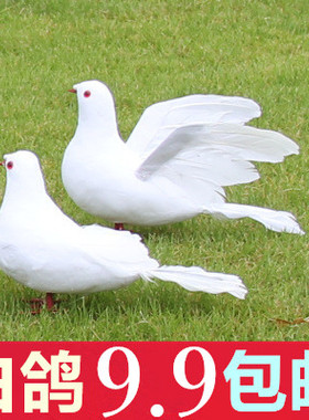 仿真鸽子摆件羽毛大飞鸽小白鸽