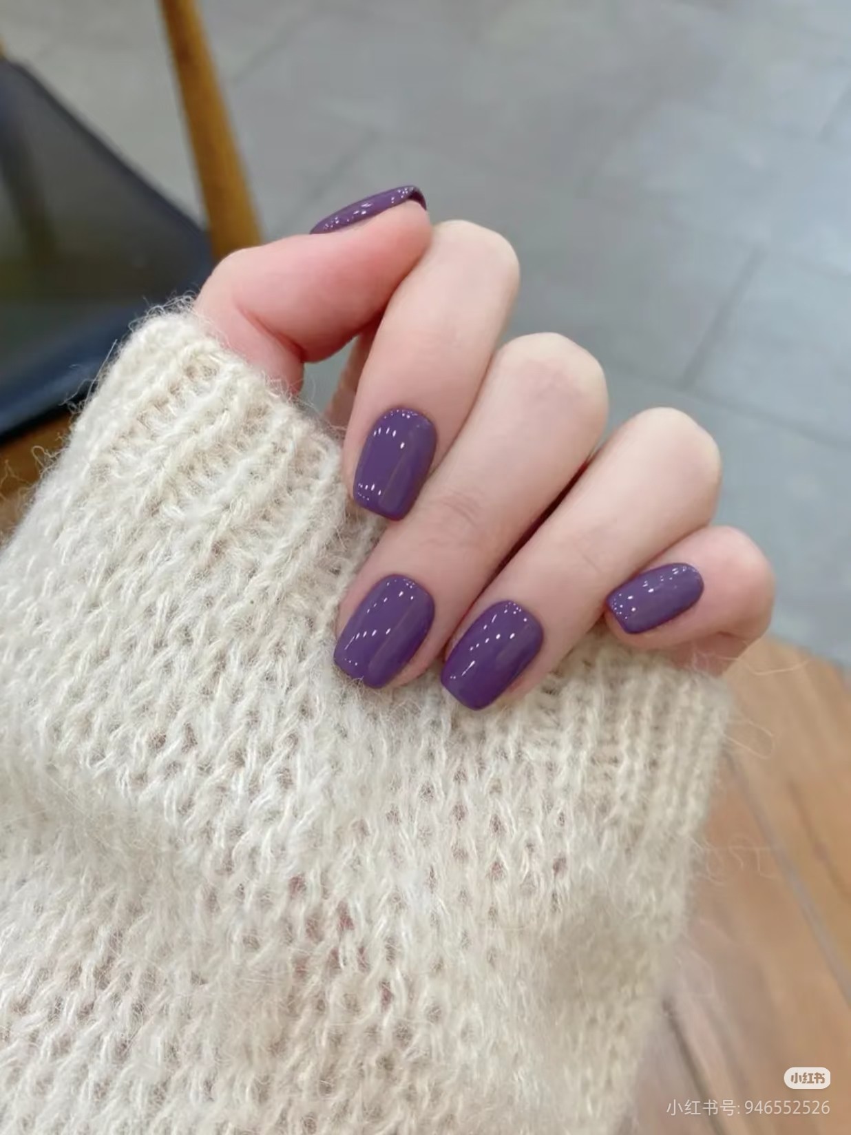 2025年新款奶紫色短款显白指甲贴片纯色手工穿戴甲简约高级感复古