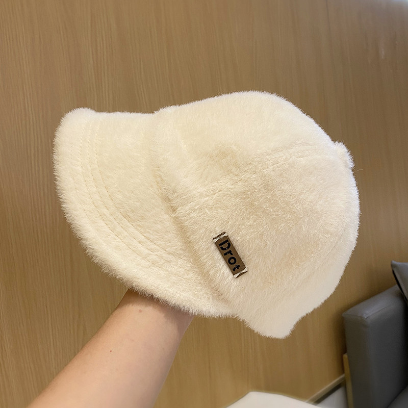 秋冬保暖毛绒鸭舌渔夫帽女显脸小